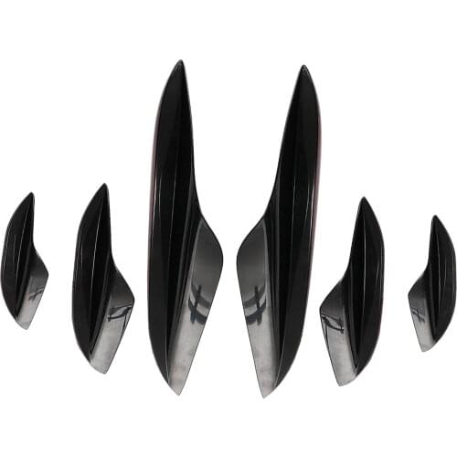 6x Front Bumper Fins Adhesive Exterior Lip Decor Splitter SUV Spoiler Black