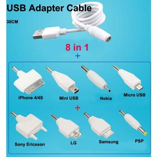 8 in 1 Universal USB Multi Cable Smart Adapter Charger Micro Mini USB Cable For mp3 mp4 nokia psp 4s LG camera games sound