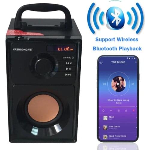 VAENSONG A10 Wooden HiFi Bluetooth Speaker 2.1 Stereo Subwoofer Portable Speakers With FM Radio And USB Column MP3 music player