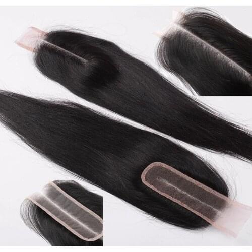 Brazilian Human Hair Lace Closure Straight 2x6 Transparent Lace Closure With Pre Plucked Baby Hair Bleached Knot For Black Women