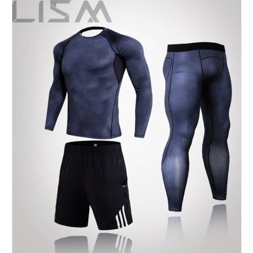 Brand Mens Tight Compression Sports Quick-Drying Running Suit Jogging Training Gym Fitness Bodybuilding Trend Long Underwear