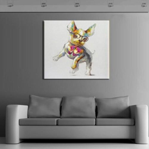 1 Piece Handpainted canvas Oil Painting Lovely Dog oil Painting Abstract animal Painting on Canvas Beautiful Painting Artwork