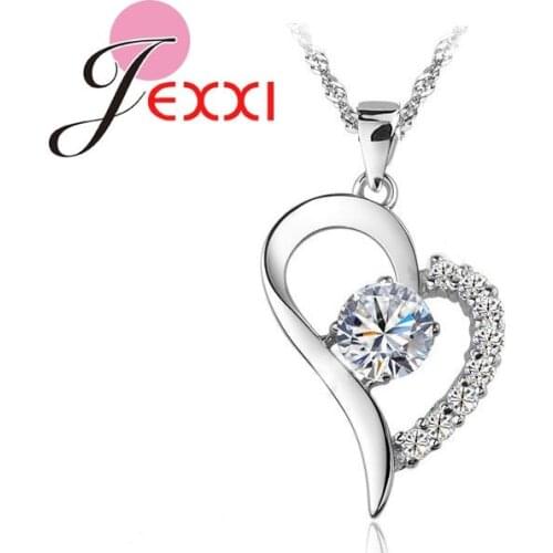 Bulk Collections Pendant Necklace Set 925 Sterling Silver Cubic Zircon Heart Pendant Necklace Lady Jewellery Accessories