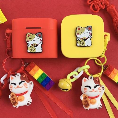 Cute Lucky Cat Earphone Cover for Xiaomi Air2 SE TWS Earphones Case for Mi Air 2 Pro Bluetooth Earphone Protective Accessories