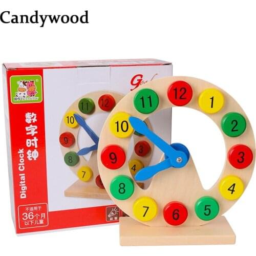 Wooden Toys Learn to Tell Time Wooden Digital Clock Montessori Teaching Aids Kids Baby Early Learning Toys for children