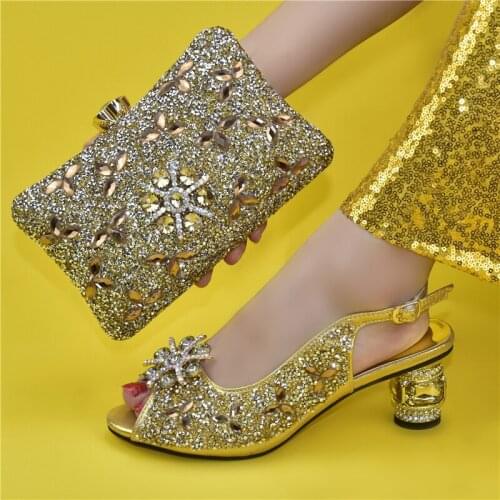 Doershow beautiful Shoes with Matching Bags for Wedding lady Shoe and Bag to Match for party Nigerian Shoes and Bag Set! SJK1-16