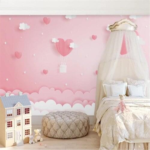 Milofi customized wallpaper mural three-dimensional pink clouds dream princess childrens room background wall