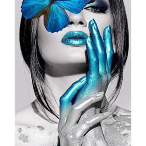 GATYZTORY 50x65cm Frame Picture By Numbers Blue Hand Woman Figure Painting By Number Handpainted Home Wall Decor Artcraft