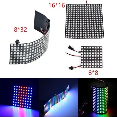 WS2812B RGB Flexible Pixel Led Module Panel 8x8/16x16/8x32 Matrix Screen SK6812/ WS2812 IC Individually Addressable DC5V