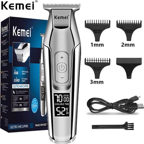 Kemei Barber Professional Hair Clipper LCD Display 0mm Baldheaded Beard Hair Trimmer for Men Electric Hair Cutting Machine