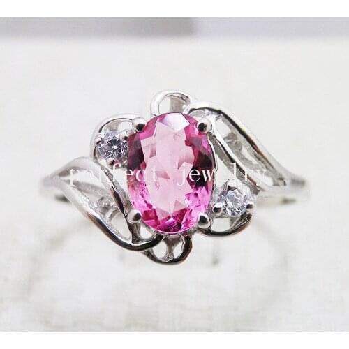 Natural real tourmaline ring Free shipping 925 sterling silver 5*7mm 0.9ct gemstone Fine jewelry T203151