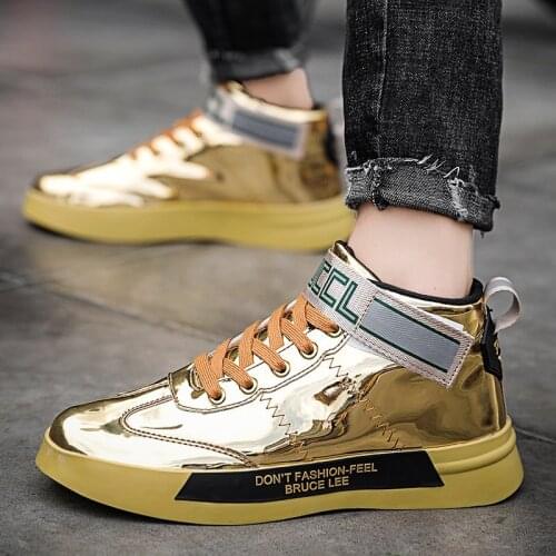 Spring Golden Mirrors Shoes Men High Top Luxury Mens Casual Sneakers Brand Flat Shoes Men Sneakers Comfortable chaussures homme