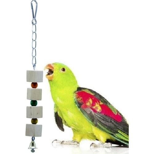 Legendog Parrot Wooden Block Bite Resistant Hanging Bird Wood Chew Toy Parrot Block Toy Hamster Hanging Swing Chain Toy