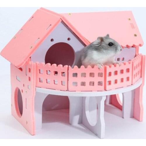 Cute Hamster Cages Durable Wooden Hamster House Nest Eco Friendly Colorful Castle Small Animal Cottage Hamster Pet Accessories