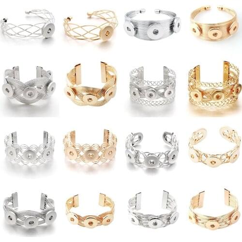 Fashion Snap Jewelry Interchangeable Big Snap Bracelets Cuff Bangles Fit 18mm Snap Button Jewelry For Women