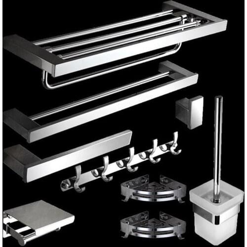 304 Stainless Steel Bathroom Accessories Set Soap Dish Chrome Silver Towel Paper Holder Wall Bath Shelves Toilet Brush Holder
