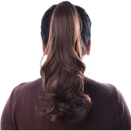 DinDong Warp Ponytail Hair Extension 20 inch Clip In Ponytail Heat Resistant Wavy Wrap Around Synthetic Hairpieces For Women