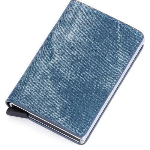 New Wallet Blocking Rfid PU Leather Vintage Credit Card Holder Unisex Antitheft Security Aluminum Metal Purse