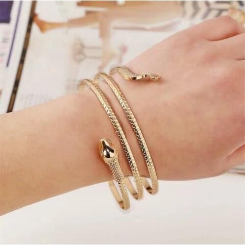 Punk Open Adjustable Snake Cuff Bracelets for Women Fashion Simple Gothic Wrist Bangles Vintage Femme Jewelry Gift Wholesale