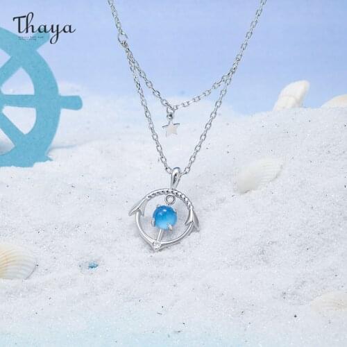 Thaya Anchor Design Women Necklace Single Zircon Pendant Luxury Necklace Double Chain Engagement Party Fine Jewelry Choker Gifts