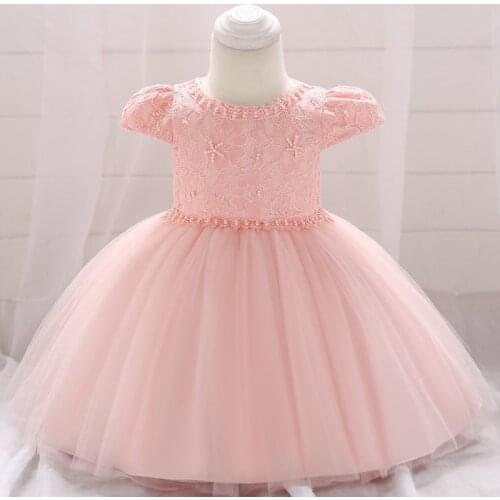 Newborns Girl Dresses Flower Bow Lace Kid Girls Baptism Dresses 1 Years Birthday Party Princess Baby Dresses