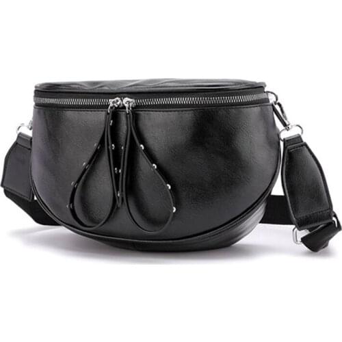 Casual Female PU leather Saddle Shoulder Bag Famous Designer Round Shape Solid Crossbody Bags For Women
