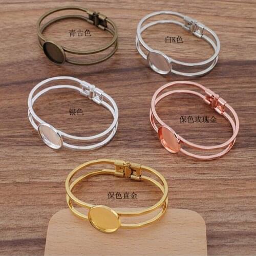 50pcs Bangle Blank Bracelet Base Settings fit 20mm 25mm Tray Glass Cabochons,Buttons,Cameo Bracelet Bezels