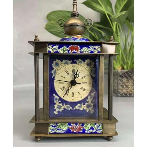 Rare Old Copper Mechanical Clock, can work,Cloisonne,1889, best collection&adornment,free shipping