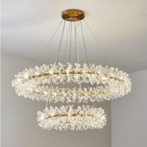 Luxury crystal chandelier round lamp for living room modern Nordic hotel restaurant LED decorative Double layer chandelier