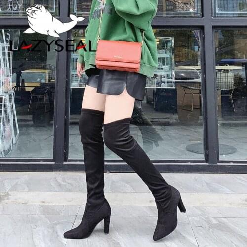 LazySeal Thin Heels Over The Knee High Boots Women Shoes New Thigh High Boots Pointed Toe Womens Long Boots Autumn Ladies Shoes