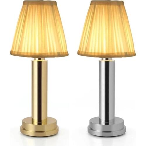 Touch Sensor Wireless Restaurant Bar Table Night Light With Cloth Lampshade Nordic Cafe KTV Bar Dinner Art Table Lamps