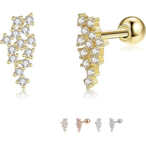 ZEMIOR 925 Sterling Silver Gold Color Honeycomb Stud Earrings For Women Full Cubic Zirconia Small Earring Luxury Fine Jewelry