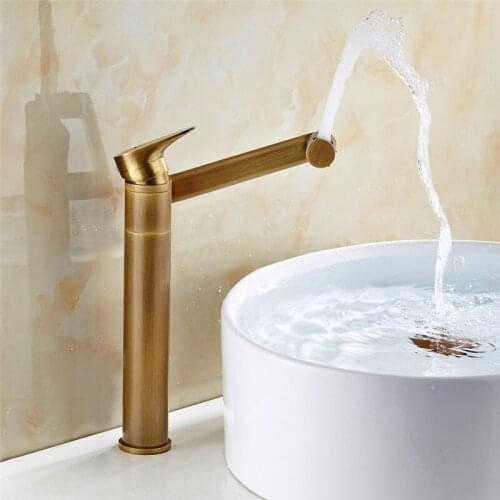 Bathroom Faucet Antique Bronze Finish Brass Basin Sink Faucets Cold And Hot Single Handle Swivel Water Mixer Taps Bath Crane