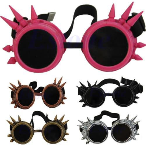 Vintage Retro Victorian Gothic Cosplay Rivet Steampunk Goggles Glasses Welding Punk 5 Colors WY2703