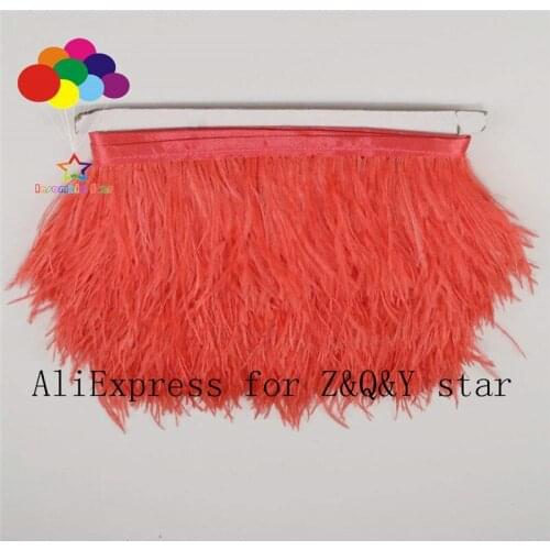Z&Q&Y natural high quality ostrich hair dyed deep watermelon red made cloth side stage performance clothing craft feather DIY