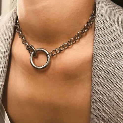 Jewelry contracted curb two ring clasp sautoir female personality monolayer exaggerated circle sweater chain
