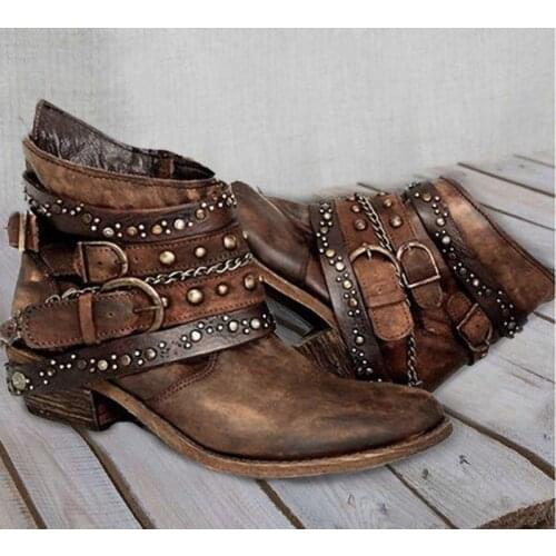 Women Fashion Vintage Mid Calf Boots Soft Leather Shoes Female Autumn Winter Motorcycle Boots Comfortable Botas Zapatos De Mujer