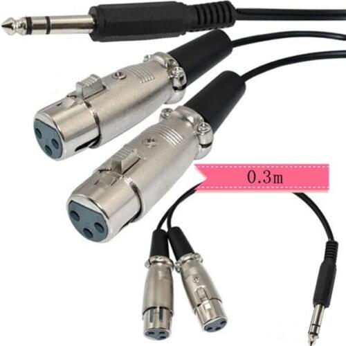 1/4" 6.35mm Stereo Plug To 3 Pin XLR Male*2 Microphone Mic Audio Cable