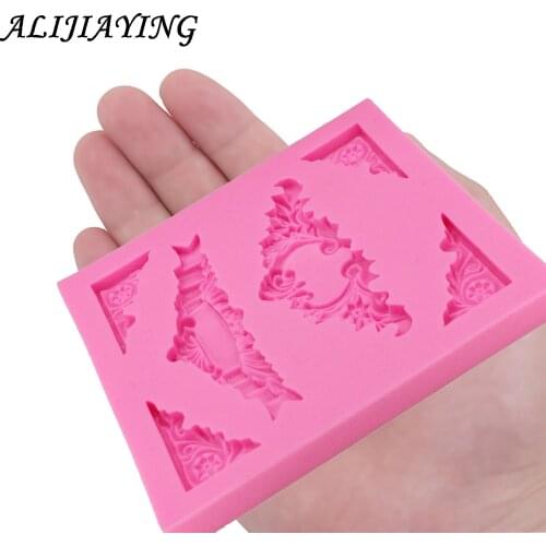 1Pcs Flower Border Lace Silicone Mold Fondant Mould Cake Decorating Tools Chocolate frame Ribbon Molds Kitchen Accessories D1242
