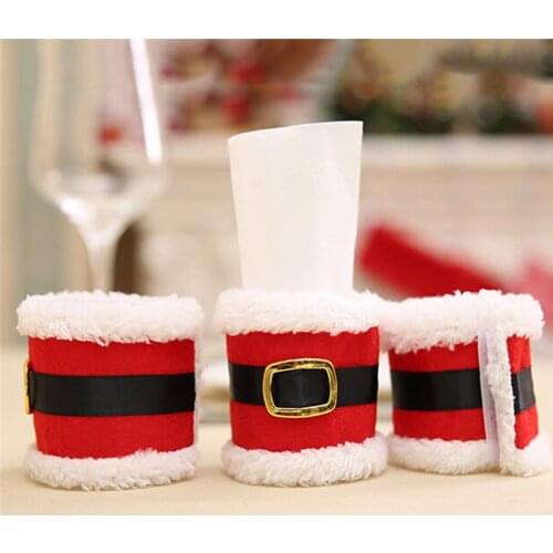 4Pcs/Set Napkin Ring Holders Banquet Dinner Table Christmas Ornament Santa Claus Party Decor Hogard Christmas Decoration