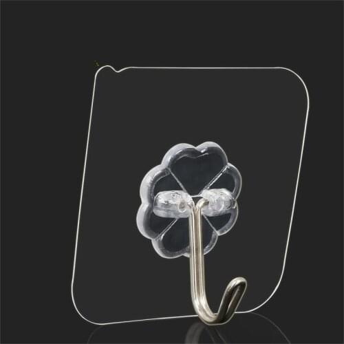 60mm 5PCs Transparent Strong Self-adhesive Door Hangers Wall Towel Mop Hand Bag Hooks For Hanging Kitchen Bathroom Accessories