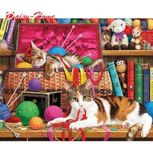 5D DIY Diamond embroidery Full Square Diamond mosaic Full Clew cat Round Diamond painting Cross stitch