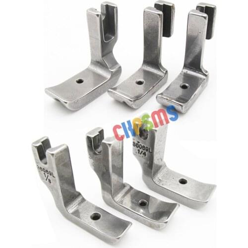6PCS #36069L+36069R 1/8+3/16+1/4 High Shank Solid Welt Right+Left Piping Feet RIGHT & LEFT FOR JUKI DDL-5550 8300 8500 8700 9000