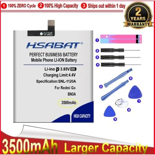 HSABAT 0 Cycle 3500mAh BN3A Battery for Xiaomi Redmi Go High Quality Mobile Phone Replacement Accumulator