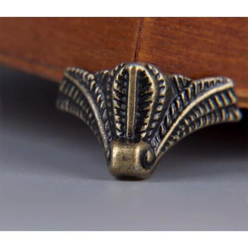 4Pcs Antique Corner Protector Box Wood Case Decorative Feet Leg Corner Bracket Furniture Hardware Chinese Crafts
