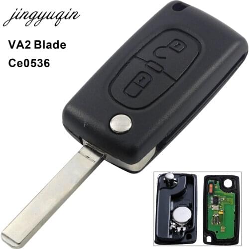 Jingyuqin 2 Buttons VA2 Car Key For Citroen C2 C3 C4 PICASSO Remote Alarm Flip Auto Key Fob 433MHz ID 46 PCF7961 ASK Ce0536