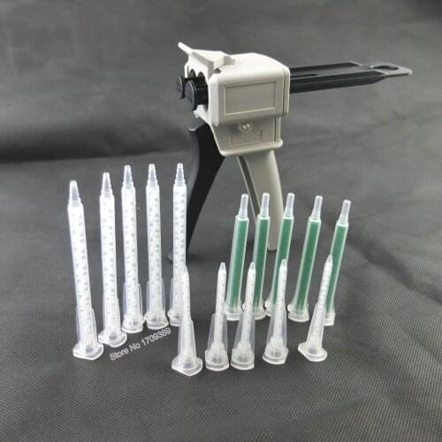 Free shipping 2-part Epoxy Resin Caulk Mixing Gun Dispenser Applicator 50ml ratio 1:1/2:1 W/ Static Mixer Nozzles