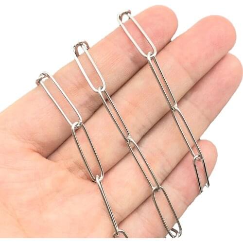 1Meter Width 3 4 4.5mm Stainless Steel Chain Bracelet Oval Link Necklace Bulk Chains For Jewelry Making DIY Accessories