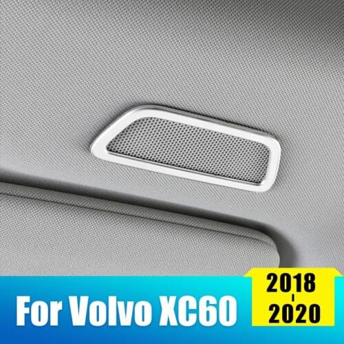 Stainless Steel Car Interior Roof Sound Audio Tweeter Speaker Decorative Trim Cover For Volvo XC60 2018 2019 2020 Accessories