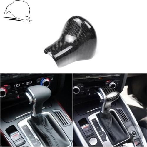 For Audi A4 A5 A6 A7 Q5 Q7 Carbon Fiber Gear Shift Handle Sleeve Button Cover Sticker Decor Interiors Protector Accessories
